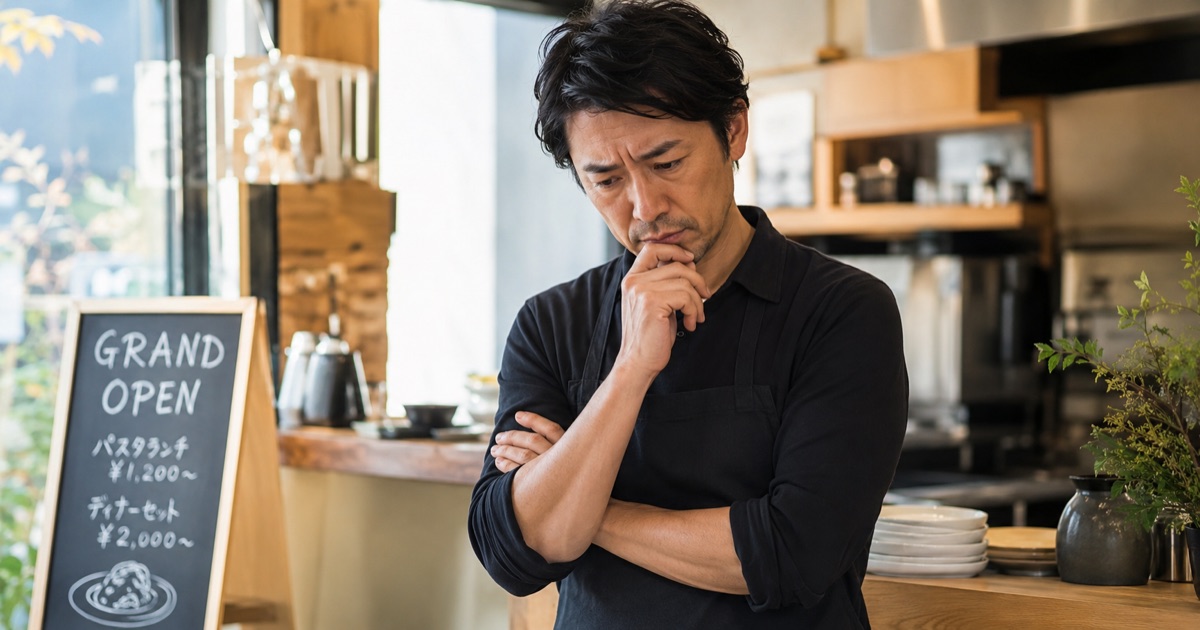 近所に競合店ができて考え込む飲食店オーナー
